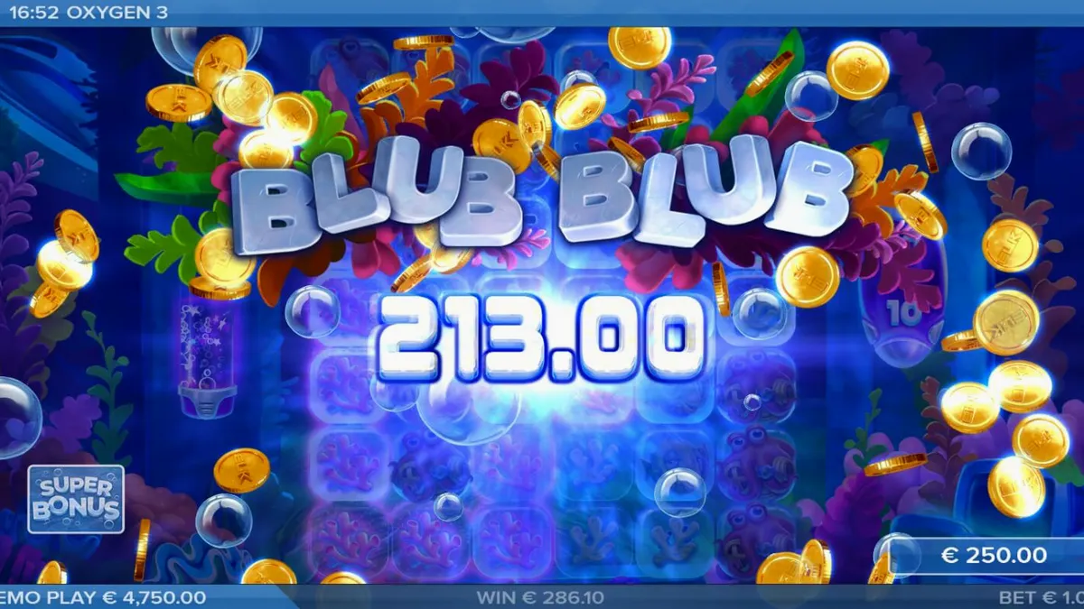 Tampilan visual slot Oxygen 3 dengan tema bawah laut yang futuristik