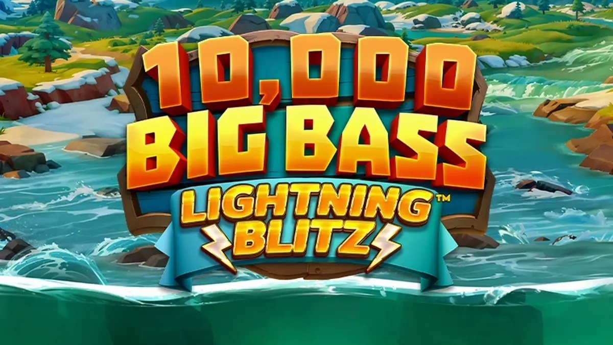 Tampilan visual slot 10,000 Big Bass Lightning Blitz dengan nuansa badai petir