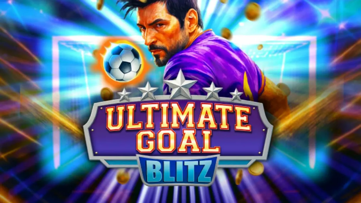 Tampilan visual slot Ultimate Goal Blitz dengan latar belakang stadion sepak bola yang megah